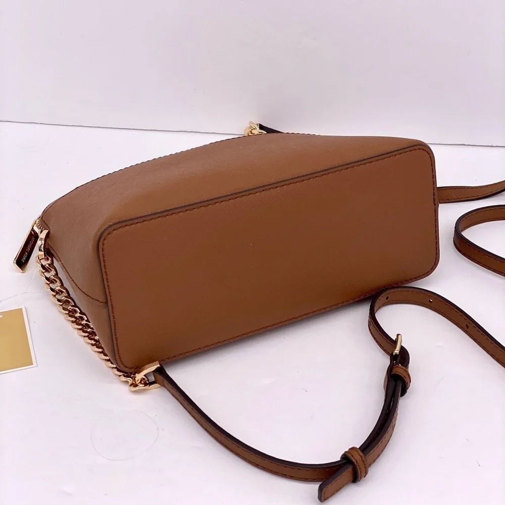 Michael Kors Jet Set Travel Medium Dome Crossbody Leather Luggage